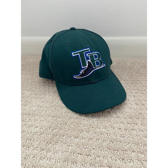 VINTAGE New Era Tampa Bay Devil Rays Hat Cap Adult 7 3/4 Green Fitted MLB - Picture 1 of 7